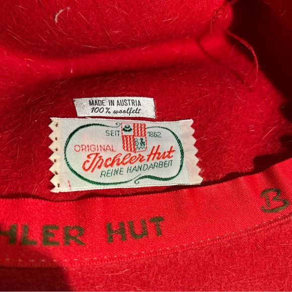 Vintage ISCHLER HUT Red Hat Original 100% Woolfelt - EXCELLENT ! Randegg Style - Picture 5 of 8